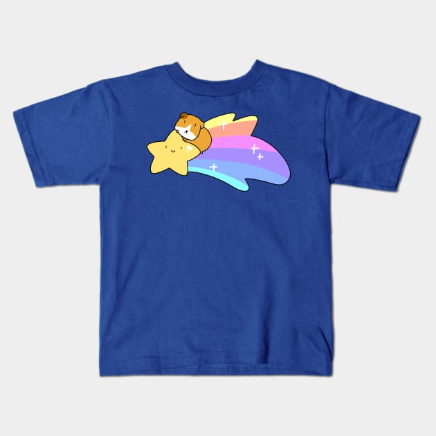 Rainbow Shooting Star Guineapig Kids T-Shirt by saradaboru